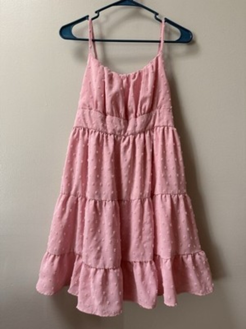 Pink Swiss Dot Babydoll Homecoming Coquette Soft Girl Ballet Tiered Mini Large